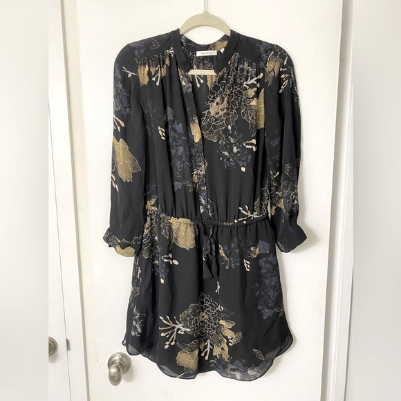 Aritzia 100% silk Babaton Black Silk Bennett Dress, long sleeve dress - Picture 3 of 7